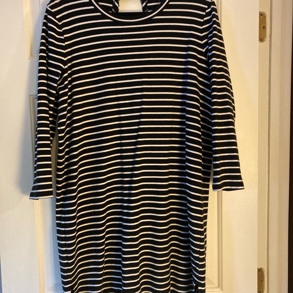 Madewell Striped Keyhole Back Dress - Picture 1 of 5